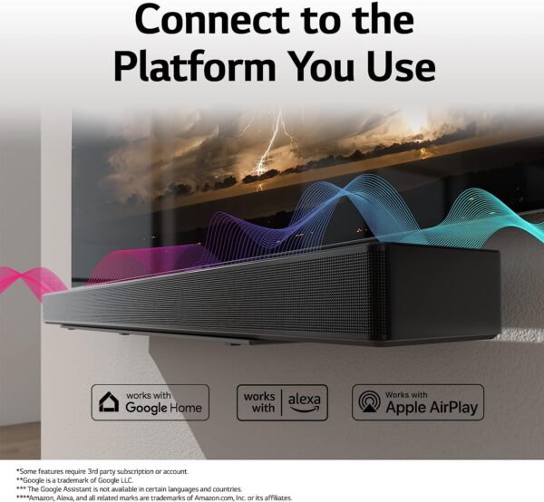 LG SC9S 400W 3.1.3 Channel Dolby Atmos, Triple Up-Firing Speaker, Wow Synergy, OLED C Matching Bracket Soundbar with HDMI, Wi-Fi & Bluetooth Connectivity (Black) - Image 8