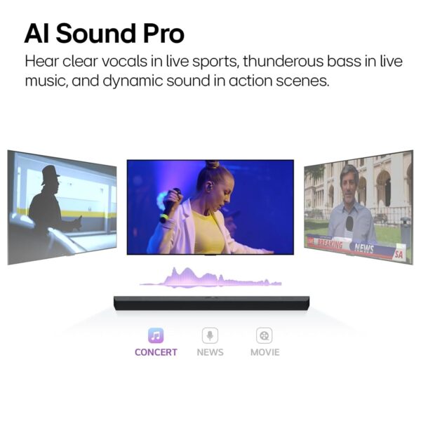 LG S70TY 400W 3.1.1 Channel Dolby Atmos, Center Up-Firing, Wow Orchestra Soundbar with HDMI, USB & Bluetooth Connectivity (Black) - Image 8