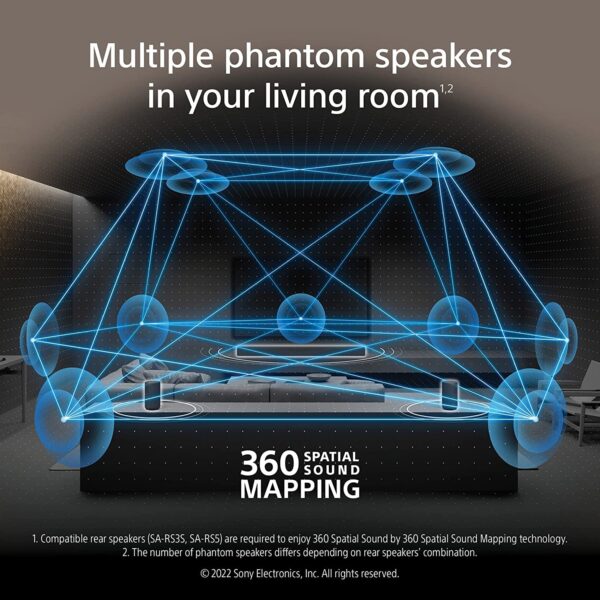 Sony HT-A3000 A Series Premium Soundbar 3.1Ch 360 Spatial Sound Mapping Soundbar For Surround Sound Home Theatre System With Dolby Atmos(DTS:X,360RA,BT,HDMI eArc&Optical,Alexa,Spotify),Black - Image 12