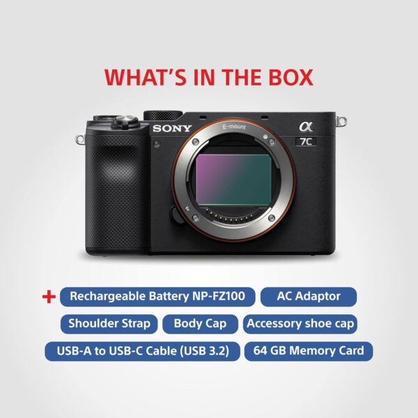 Sony Alpha ILCE-7C Compact Full Frame Camera | 4K with Flip Screen, Light Weight | Real time Tracking | Content Creation - Black - Image 11