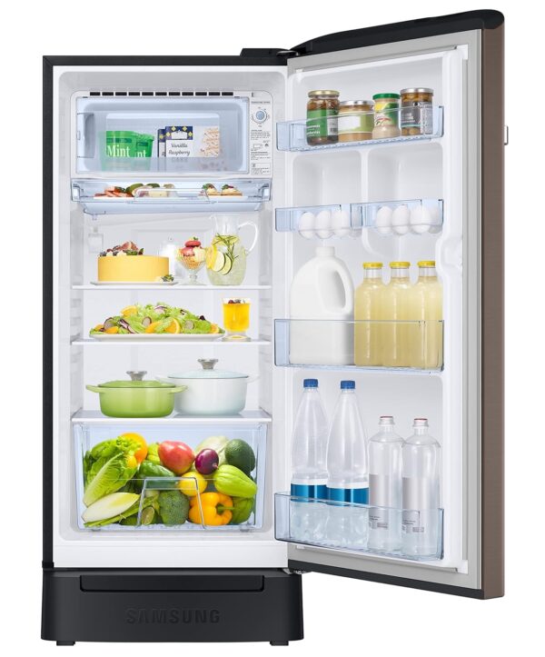 Samsung 189L 5 Star Inverter Direct-Cool Single Door Refrigerator Appliance (RR21C2H25DX/HL,Luxe Brown) Base Stand Drawer - Image 12