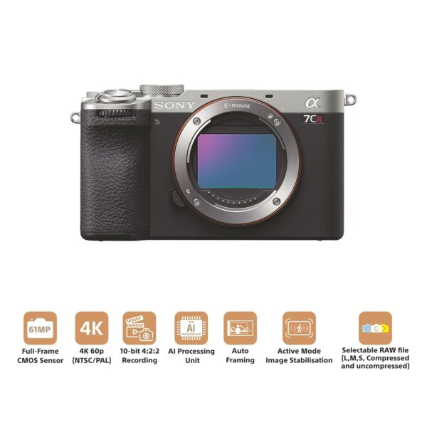 Sony Alpha ILCE-7CR Full-Frame Interchangeable-Lens Mirrorless Camera (Body Only) | Made for Creators | 61.0 MP | Artificial Intelligence Based Autofocus | 4K 60p Recording - Silver - Image 5