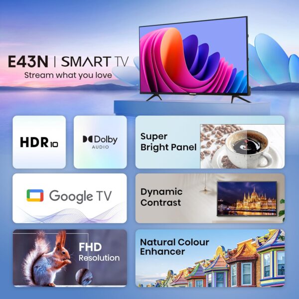 Hisense 108 cm (43 inches) E43N Series Full HD Smart Google LED TV 43E43N (Black) - Image 8