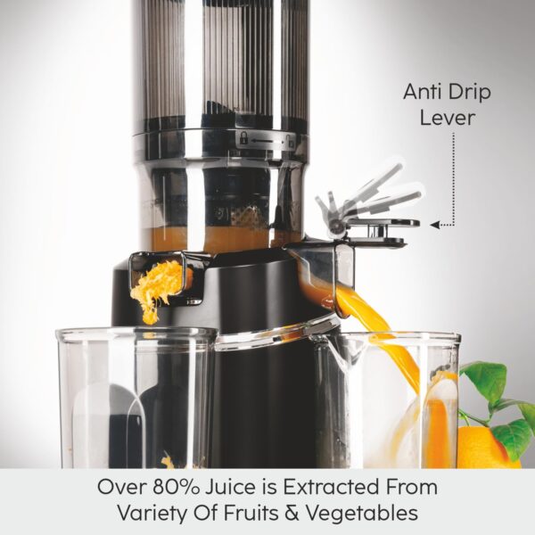 Glen Hopper Cold Press Juicer for Home, 250W, 130mm Large Feed, 1L Juice & 0.9L Pulp Cup, 3 Size Filter, Low Noise RMP, Fruit & Vegetable Slow Juicer Machine, Easy Clean - SA-4016HSJ - Image 9