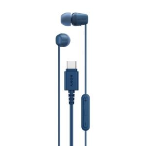 Sony IER-EX15C Wired in Ear Type C Headphones, in-Line Remote for Volume & Mute Function with Mic, Tangle Free Serration Wire, Compatible with USB-C Devices, High Sound Quality (Blue)