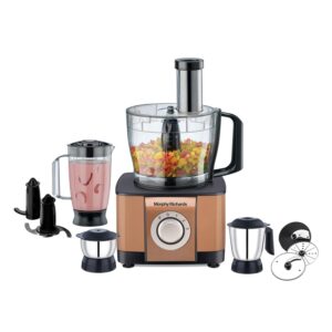 Morphy Richards Icon Superb Food Processor 1000W | 3.2L Bowl | 2 SS Jars & 1 Juicer | 11 Attachments | Quadra Flow Technology | 16-in-1 Functions | Easy Prep & Cleaning | 2-Yr Warranty【Glazing Copper】