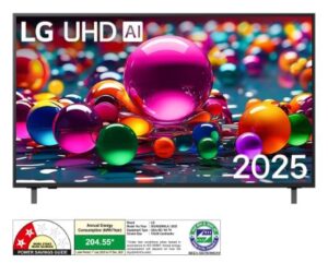 LG 139 cm (55) 4K UHD AI UA8250 Smart TV with α7 AI Processor Gen8, Filmmaker Mode with Dolby Atmos, 2025