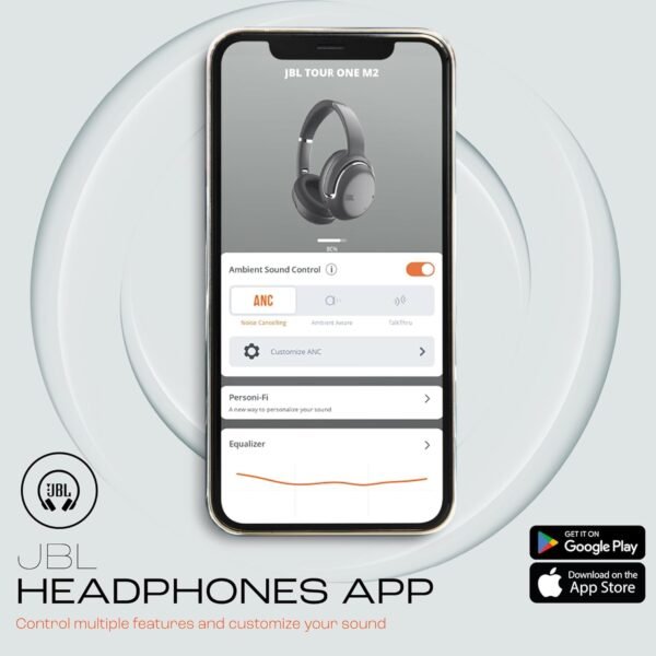 JBL Tour One, True Adaptive Noise Cancellation Bluetooth Over Ear Headphones, Hi-Res Certified, Pro Sound,Customize APP,4-Mic Technology for Pristine Calls,50Hrs Playtime & Built-in Alexa(Black) - Image 3