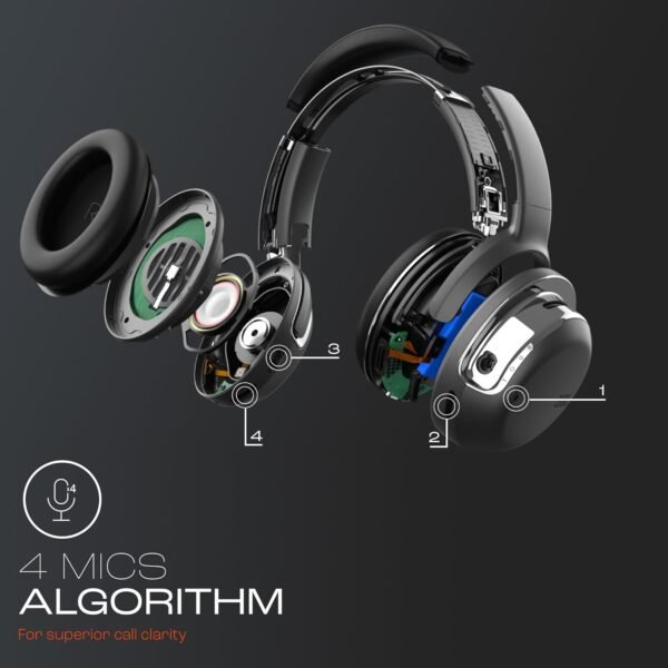 JBL Tour One, True Adaptive Noise Cancellation Bluetooth Over Ear Headphones, Hi-Res Certified, Pro Sound,Customize APP,4-Mic Technology for Pristine Calls,50Hrs Playtime & Built-in Alexa(Black) - Image 4