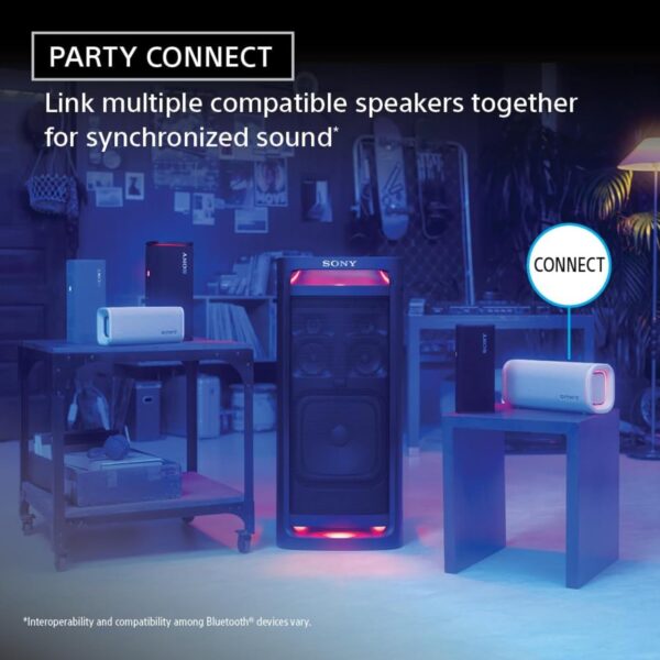Sony New Launch ULT Field 5 Bluetooth Wireless Speaker with Massive Bass|360° Party Light|25hrs Playtime|IP67|Shoulder Strap|Quick Charge|Built in Powerbank|Party Connect(SRS-ULT50)-Black - Image 4