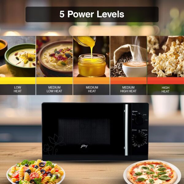 Godrej 20 L Multi Distribution System for Even and Faster Cooking, Solo Microwave Oven With 5 Power Levels (GMX 20SA2, Black) - Image 6