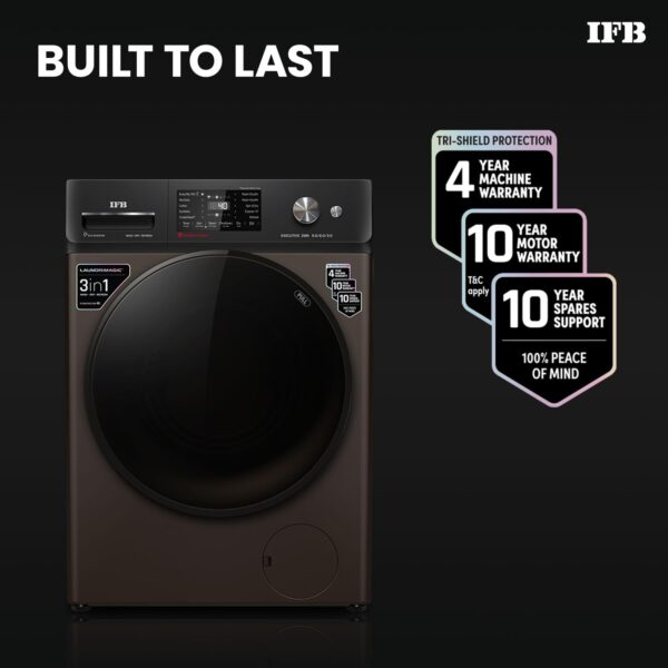 IFB 9/6/3 kg Fully Automatic Washer Dryer Refresher with Steam Refresh, AI Powered, 100% Dry Clothes, 9 Swirl Wash Mimic Handwashing, WiFi & Eco Inverter Motor (WDR Executive ZMN, Mocha) - Image 8