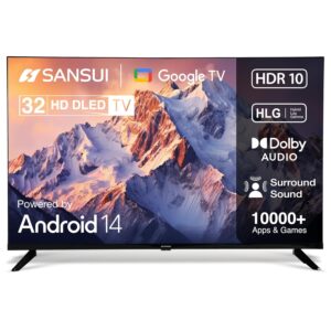 SANSUI 2025 New Launch 80 cm (32) | HD Smart Google 5.0 (Android 14)| A+ Grade Panel | Dynamic Color Enhancer| Dolby Audio| Filmmaker Mode | HDR10| 60Hz Refresh Rate LED TV (JSW32HG5)