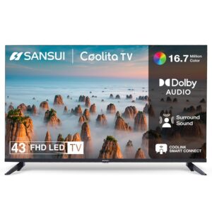 SANSUI 2025 New Launch 109cm (43)| Full HD Smart Coolita TV | Dolby Audio | Surround Sound | Bezel-Less Disign | A+ Panel | 60Hz Refresh Rate LED TV JSWG43CSFHD (Black)