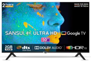 SANSUI 127cm (50 Inches) 4K Ultra HD Smart Google LED TV Dolby Audio Zen Panel JSW50GSUHD(Black)
