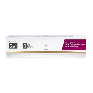 Godrej 1.4 Ton 5 Star, 5 Years Comprehensive Warranty, 5-In-1 Convertible Cooling, Inverter Split AC (Copper, Heavy-Duty Cooling At 52 °C (2025 Model, SIC 17LTC5 WYR, White)