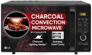 LG 28 L Charcoal Convection Healthy Microwave Oven (MJ2887BIUM, Black, Healthy Heart Recipes, Diet Fry, Pasteurized Milk, 360° Motorised Rotisserie & 10 Years of warranty on Charcoal Heater)