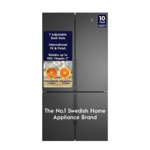 Electrolux 634L Frost Free Side by Side French Door Refrigerator, GreenZone Technology, Inverter Compressor, EvenTemp, Matte Charcoal Black Steel, UltimateTaste 700, EQE5600B-B