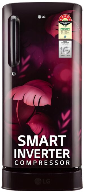 LG 185 L, 5 Star, Smart Inverter, Direct Cool Single Door Refrigerator (GL-D201APIU, Purple ILAN, Moist N Fresh, Auto Smart Connect & Base Stand Drawer)