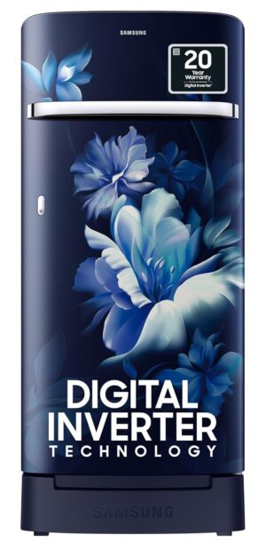 Samsung 189L 5 Star, Inverter, Direct-Cool Single Door Refrigerator (RR21C2H25UZ/HL,Midnight Blossom Blue) Base Stand Drawer