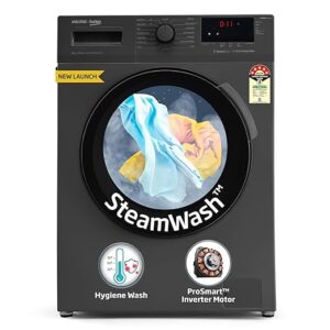 Voltas Beko, A Tata Product 8 Kg 5 Star Inverter Quick wash Fully-Automatic Front Loading Washing Machine (WFL8012B7JVBKA/AXV, Anthracite, In buit Heater/Hygiene steam)